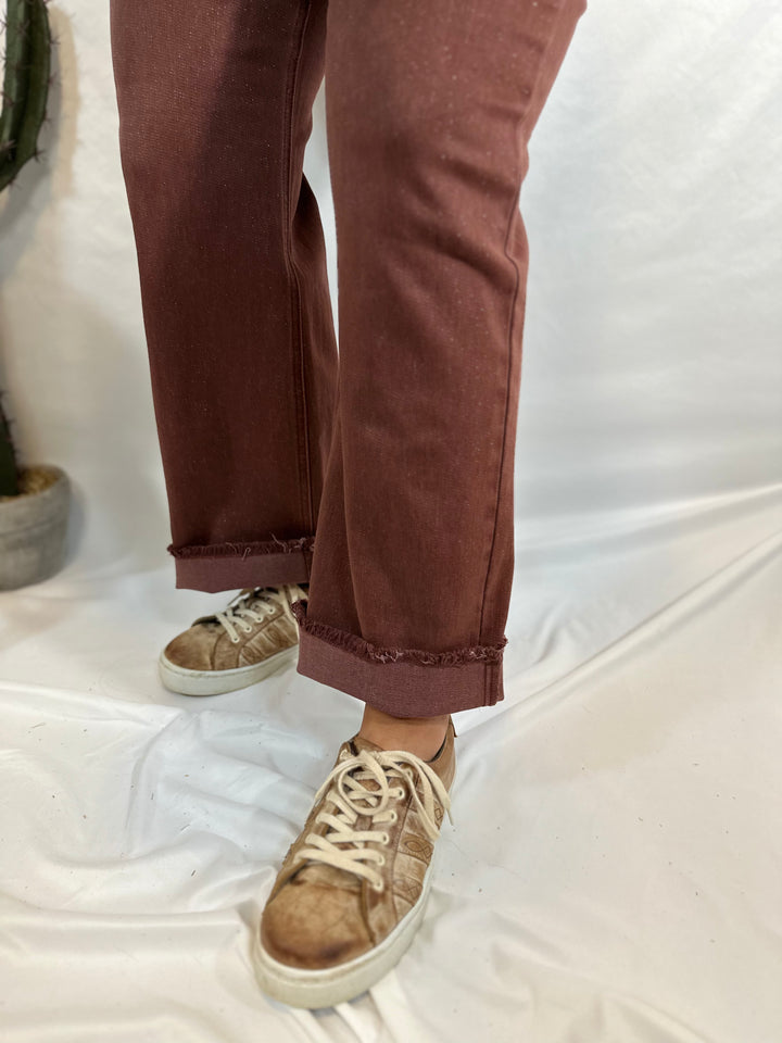 The Lurex Mid Rise Ankle Wide Jeans