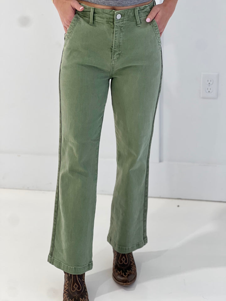 The Johnny High Rise Side Twill Tape Detail Straight Pants