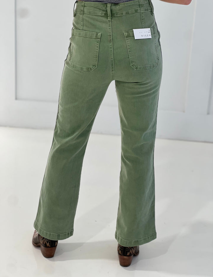 The Johnny High Rise Side Twill Tape Detail Straight Pants